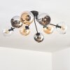 Koyoto Plafonnier, Boule lumineuse 85 cm Ambre, Chrome, Clair, Fumé, 8 lumières