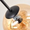 Koyoto Plafonnier, Boule lumineuse 81 cm Ambre, Chrome, Fumé, 10 lumières