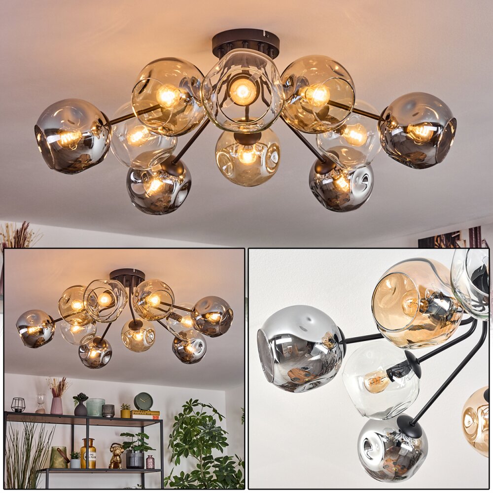 Ripoll Plafonnier, Boule lumineuse Ambre, Clair, Fumé, 10 lumières main product photo