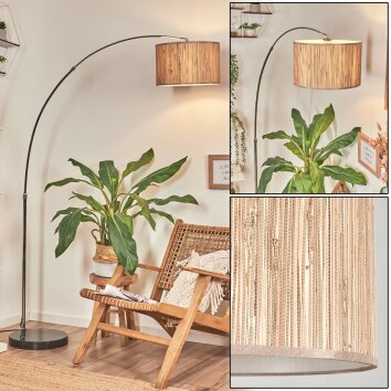 Bongal Lampadaire Chrome, Noir, 1 lumière