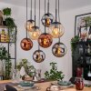 Gastor Suspension, Boule lumineuse, Suspension Ambre, Chrome, Cuivré, Fumé, 8 lumières