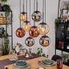 Gastor Suspension, Boule lumineuse, Suspension Ambre, Chrome, Cuivré, Fumé, 8 lumières