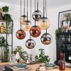 Gastor Suspension, Boule lumineuse, Suspension Ambre, Chrome, Cuivré, Fumé, 8 lumières