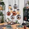 Gastor Suspension, Boule lumineuse, Suspension Ambre, Chrome, Cuivré, Fumé, 8 lumières
