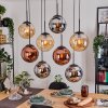 Gastor Suspension, Boule lumineuse, Suspension Ambre, Chrome, Cuivré, Fumé, 8 lumières