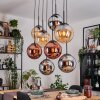 Gastor Suspension, Boule lumineuse, Suspension Ambre, Chrome, Cuivré, Fumé, 8 lumières