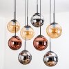 Gastor Suspension, Boule lumineuse, Suspension Ambre, Chrome, Cuivré, Fumé, 8 lumières
