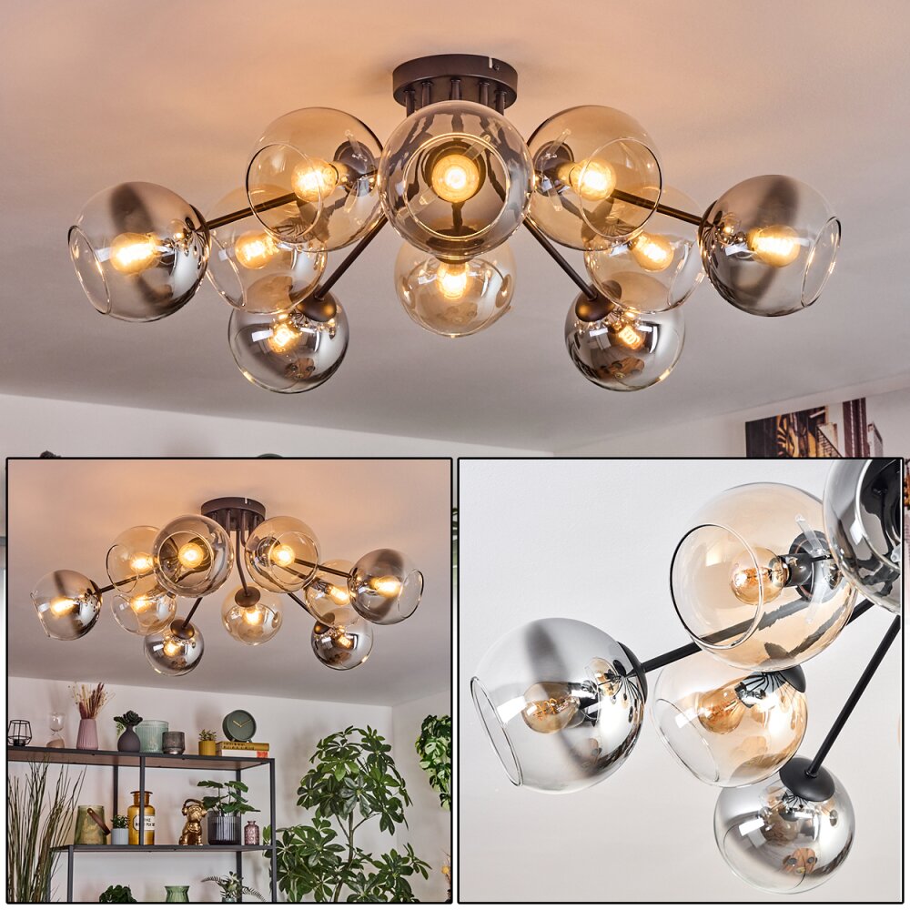 Koyoto Plafonnier, Boule lumineuse 81 cm Ambre, Clair, Fumé, 10 lumières main product photo