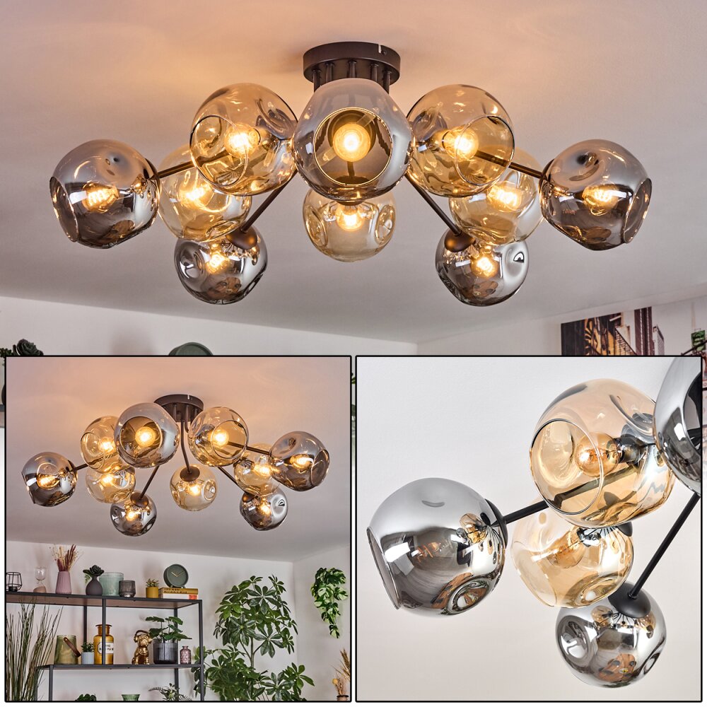 Koyoto Plafonnier, Boule lumineuse 82 cm Ambre, Fumé, 10 lumières main product photo