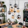 Gastor Suspension, Boule lumineuse, Suspension Ambre, Chrome, Clair, Fumé, 8 lumières
