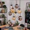 Gastor Suspension, Boule lumineuse, Suspension Ambre, Chrome, Clair, Fumé, 8 lumières