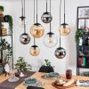 Gastor Suspension, Boule lumineuse, Suspension Ambre, Chrome, Clair, Fumé, 8 lumières