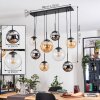 Gastor Suspension, Boule lumineuse, Suspension Ambre, Chrome, Clair, Fumé, 8 lumières
