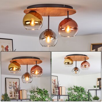 Koyoto Plafonnier, Boule lumineuse 40 cm Écru, Noir, 3 lumières