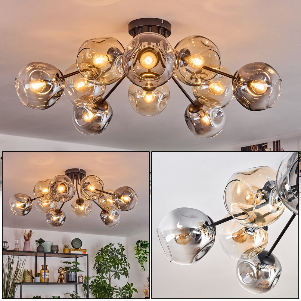 Ripoll Plafonnier, Boule lumineuse Ambre, Clair, Fumé, 10 lumières main product photo