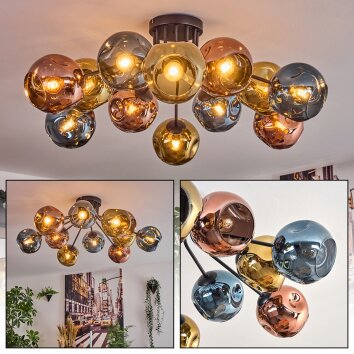 Ripoll Plafonnier, Boule lumineuse Bleu, Or, Cuivré, 12 lumières