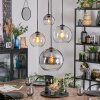Koyoto Suspension, Boule lumineuse, Suspension grappe Ambre, Chrome, Clair, Fumé, 4 lumières