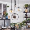 Koyoto Suspension, Boule lumineuse, Suspension grappe Ambre, Chrome, Clair, Fumé, 4 lumières