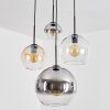 Koyoto Suspension, Boule lumineuse, Suspension grappe Ambre, Chrome, Clair, Fumé, 4 lumières