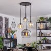 Koyoto Suspension, Boule lumineuse, Suspension grappe Ambre, Chrome, Clair, Fumé, 4 lumières