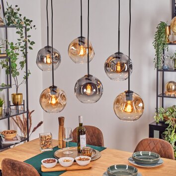 Ripoll Suspension, Boule lumineuse, Suspension Ambre, Clair, Fumé, 6 lumières