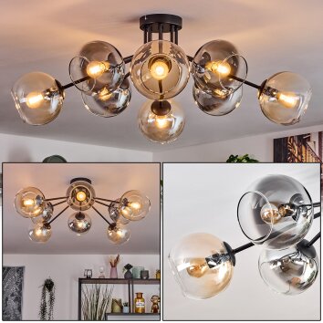 Koyoto Plafonnier, Boule lumineuse 86 cm Ambre, Clair, Fumé, 8 lumières