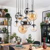 Gastor Suspension, Boule lumineuse, Suspension Ambre, Chrome, Clair, Fumé, 8 lumières