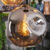 Ripoll Suspension, Boule lumineuse, Suspension grappe Ambre, Chrome, Clair, Fumé, 4 lumières