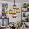 Koyoto Suspension, Boule lumineuse, Suspension grappe Bleu, Or, Vert, 4 lumières