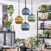 Koyoto Suspension, Boule lumineuse, Suspension grappe Bleu, Or, Vert, 4 lumières
