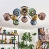 Koyoto Plafonnier, Boule lumineuse 85 cm Bleu, Or, Vert, Cuivré, 10 lumières