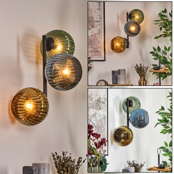 Koyoto Boule lumineuse, Applique murale Bleu, Or, Vert, 3 lumières