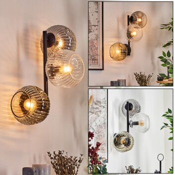 Ripoll Boule lumineuse, Applique murale Ambre, Clair, Fumé, 3 lumières