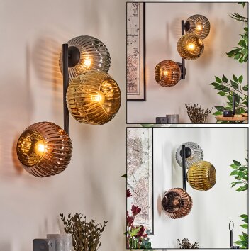 Ripoll Boule lumineuse, Applique murale Or, Cuivré, Fumé, 3 lumières