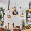 Koyoto Suspension, Boule lumineuse, Suspension Ambre, Chrome, Clair, Fumé, 6 lumières