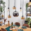 Koyoto Suspension, Boule lumineuse, Suspension Ambre, Chrome, Clair, Fumé, 6 lumières