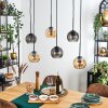 Koyoto Suspension, Boule lumineuse, Suspension Ambre, Fumé, 6 lumières