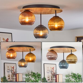 Koyoto Plafonnier, Boule lumineuse Écru, Noir, 3 lumières