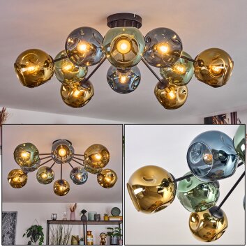 Ripoll Plafonnier, Boule lumineuse Bleu, Or, Vert, 10 lumières