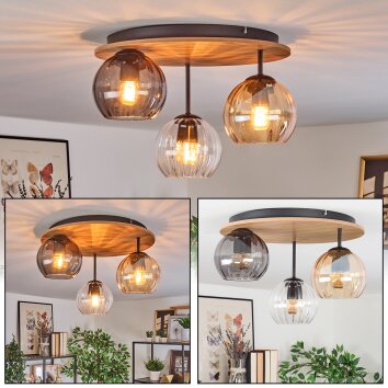 Koyoto Plafonnier, Boule lumineuse Écru, Noir, 3 lumières