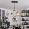 Koyoto Suspension, Boule lumineuse, Suspension grappe 35 cm Ambre, Chrome, Clair, Fumé, 4 lumières