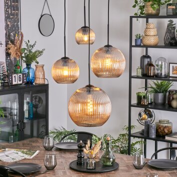Koyoto Suspension, Boule lumineuse, Suspension grappe Ambre, 4 lumières
