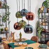 Koyoto Suspension, Boule lumineuse, Suspension Bleu, Vert, Cuivré, 6 lumières