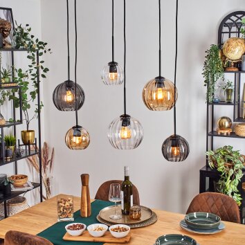 Koyoto Suspension, Boule lumineuse, Suspension Ambre, Clair, Fumé, 6 lumières