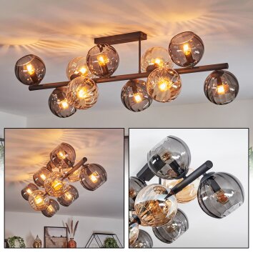 Koyoto Plafonnier, Boule lumineuse Ambre, Fumé, 10 lumières