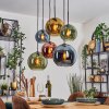 Koyoto Suspension, Boule lumineuse, Suspension Bleu, Or, Vert, Cuivré, 6 lumières