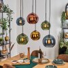 Koyoto Suspension, Boule lumineuse, Suspension Bleu, Or, Vert, Cuivré, 6 lumières