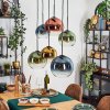 Koyoto Suspension, Boule lumineuse, Suspension Bleu, Or, Vert, Clair, Cuivré, 6 lumières