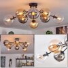 Gastor Plafonnier, Boule lumineuse Ambre, Clair, Fumé, 8 lumières