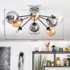 Gastor Plafonnier, Boule lumineuse Ambre, Clair, Fumé, 8 lumières